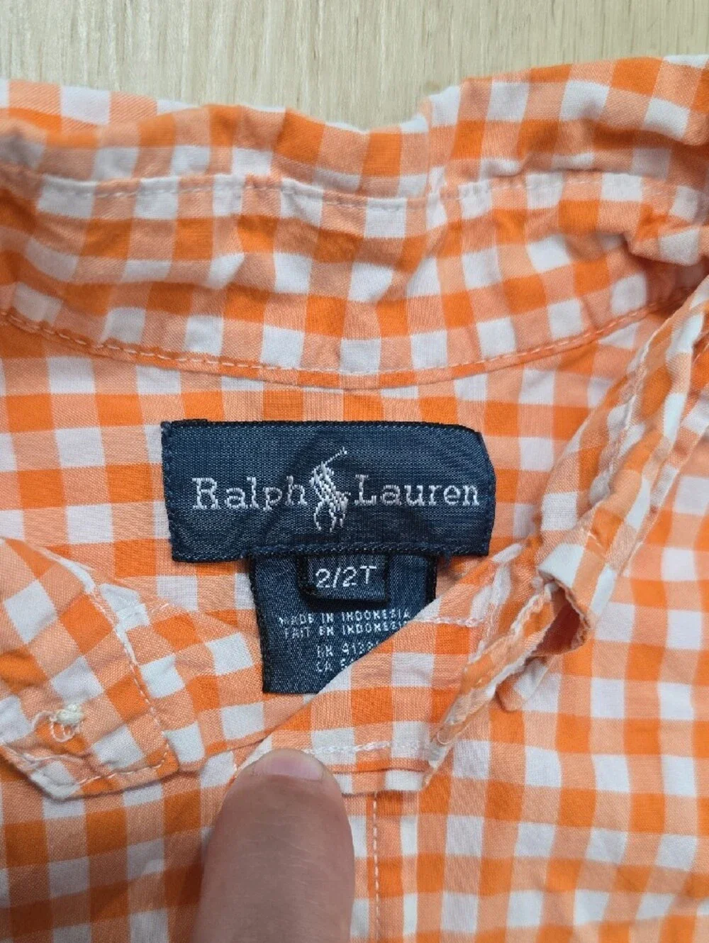 Ralph Lauren Orange and White Gingham Button-Down Shirt